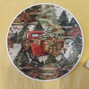 Hand crafted decorative holiday glass plate